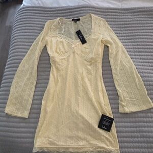Lulu's Soft Yellow Long Sleeve Dress